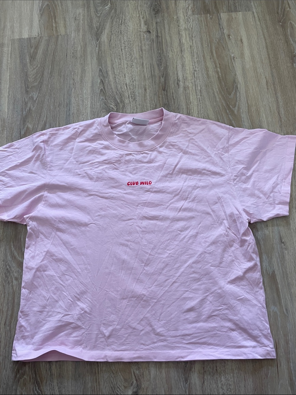 Club Wild Pink Crew Tee — Relaxed Short Sleeve Top